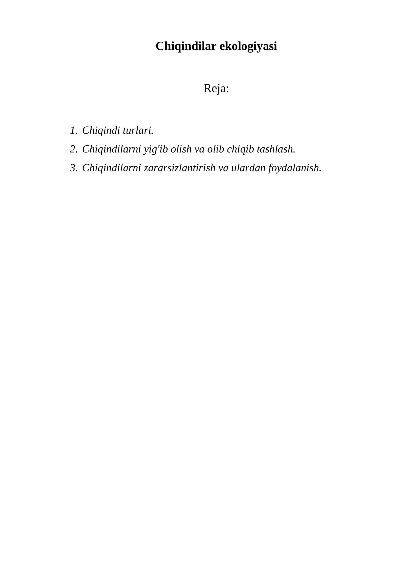Chiqindilar ekologiyasi