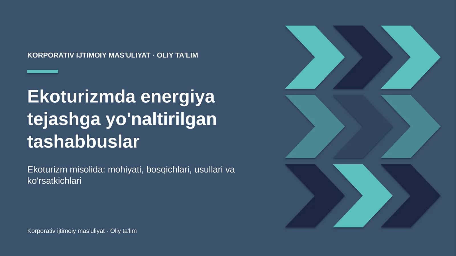 ekoturizmda energiya tejashga yo'naltirilgan tashabbuslar 4834