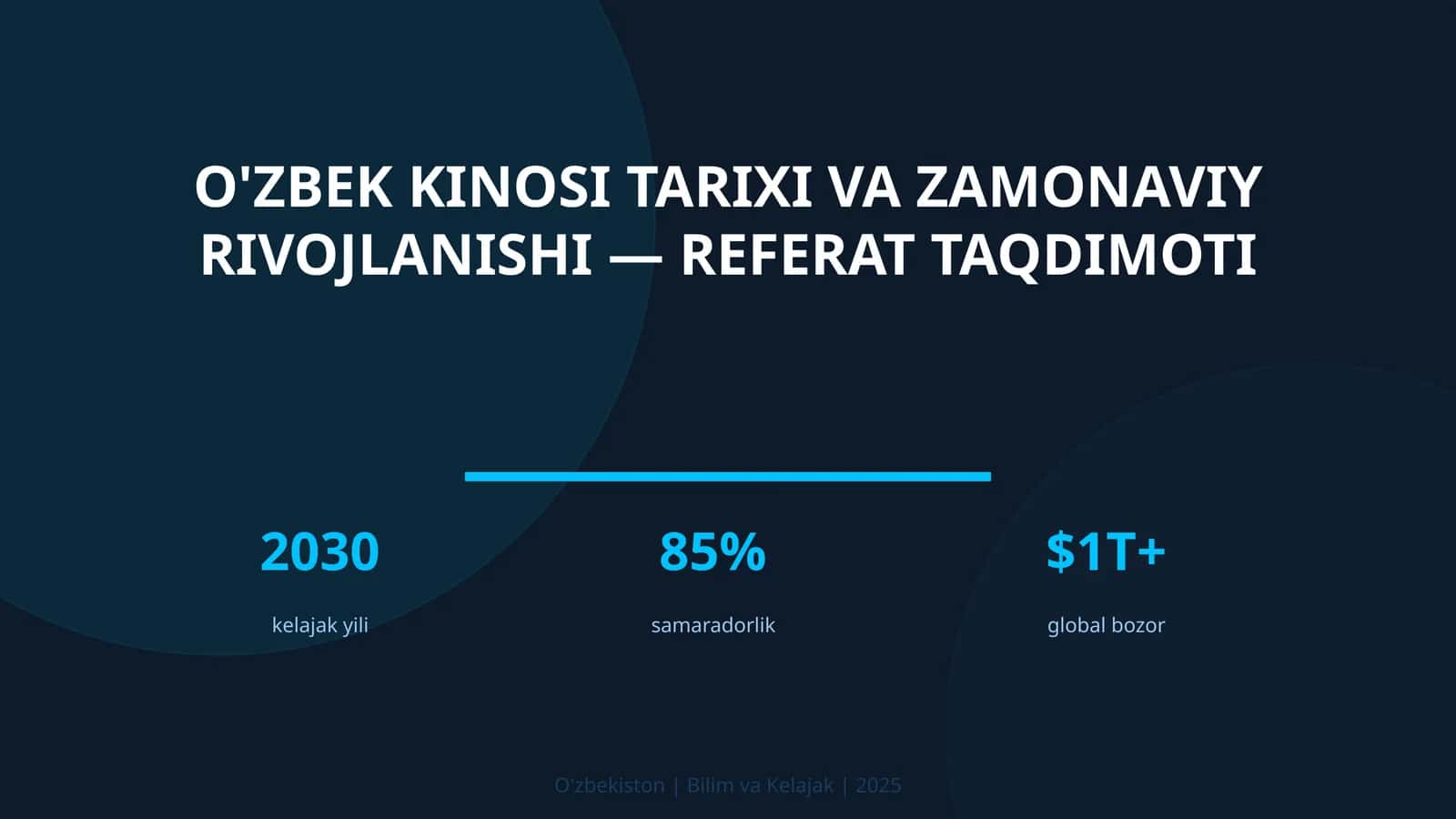 O'zbek Kinosi Tarixi va Zamonaviy Rivojlanishi — Referat Taqdimoti