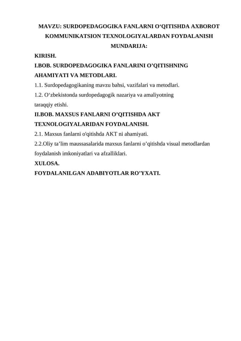 SURDOPEDAGOGIKA FANLARNI OʻQITISHDA AXBOROT KOMMUNIKATSION TEXNOLOGIYALARDAN FOYDALANISH