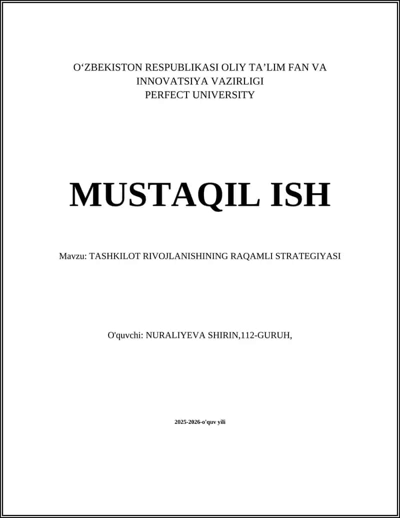 TASHKILOT RIVOJLANISHINING RAQAMLI STRATEGIYASI