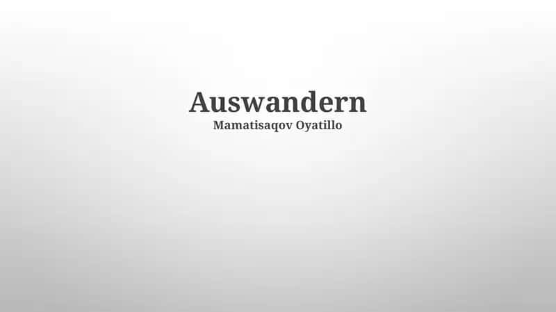 Auswandern