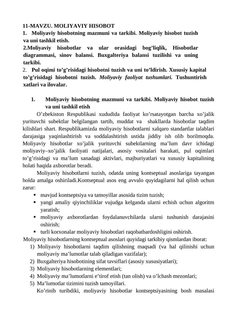 Moliyaviy Hisobot