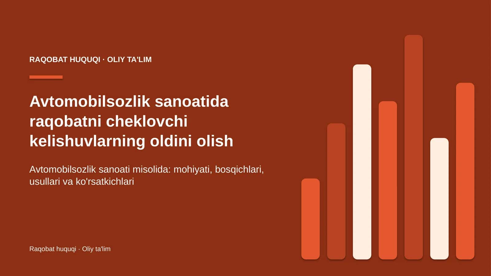Avtomobilsozlik sanoatida raqobatni cheklovchi kelishuvlarning oldini olish