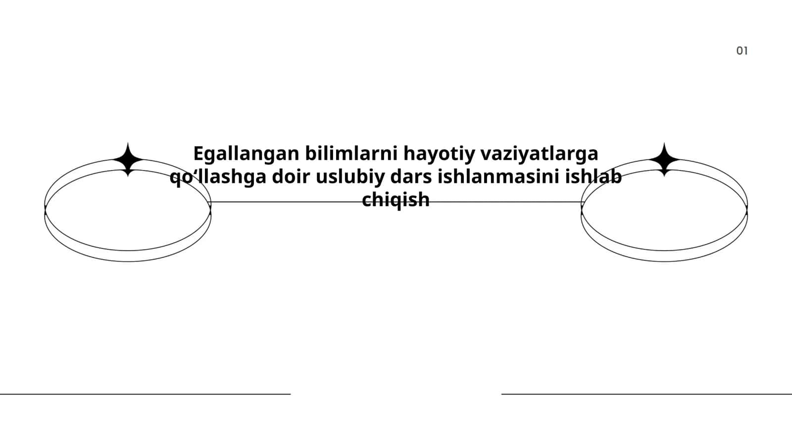 Egallangan bilimlarni hayotiy vaziyatlarga qoʻllashga doir uslubiy dars ishlanmasini ishlab chiqish