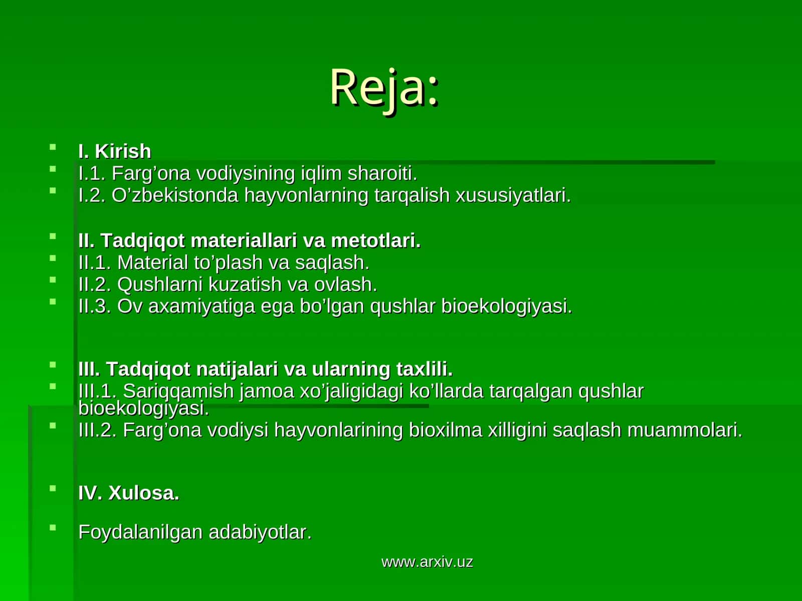Farg’ona vodiysi hayvonlarining bioxilma xilligini saqlash muammolari