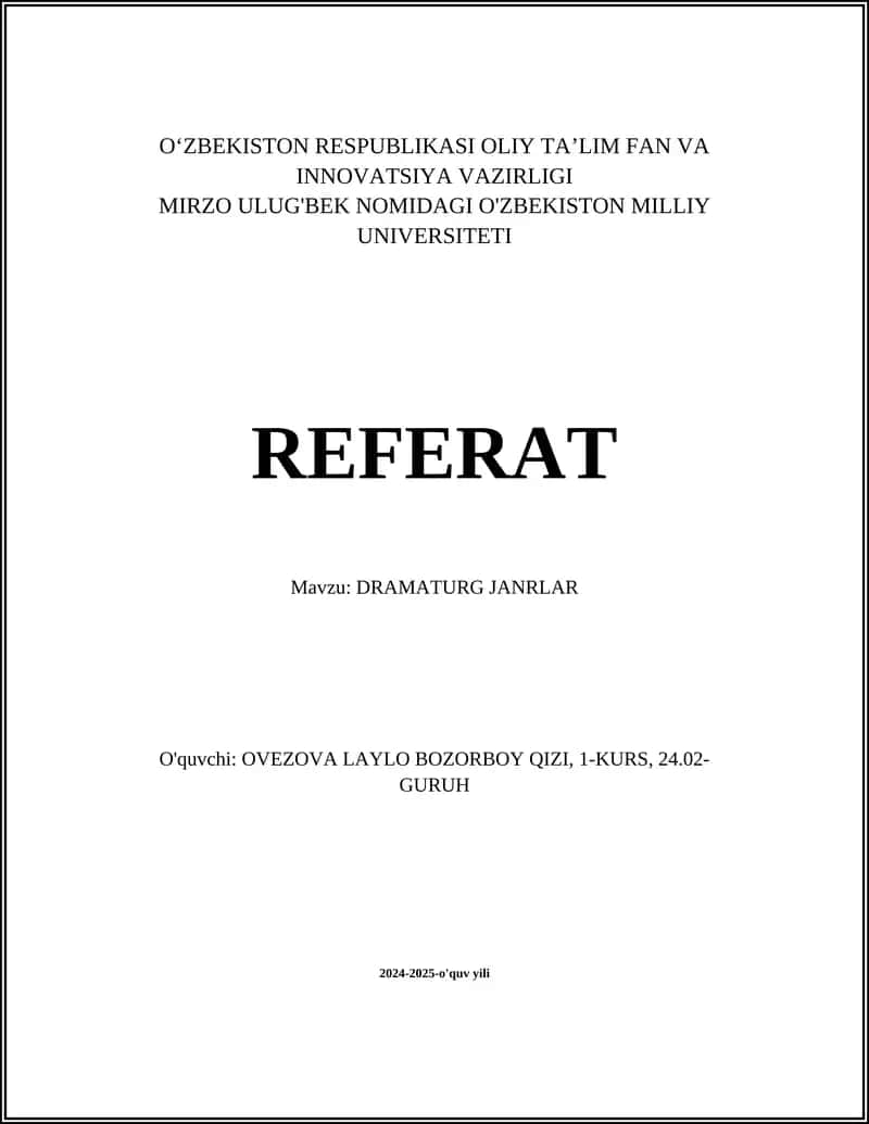 DRAMATURG JANRLAR