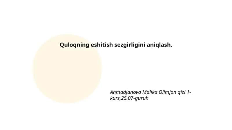 Quloqning eshitish sezgirligini aniqlash