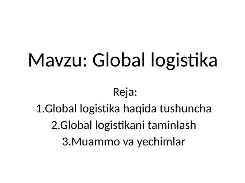 Global logistika