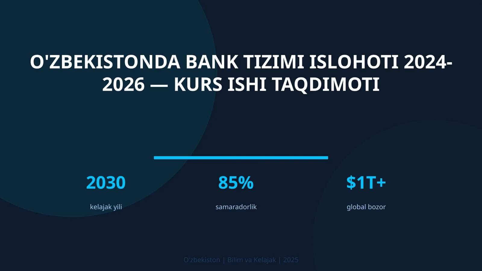 O'zbekistonda bank tizimi islohoti 2024-2026 — KURS ISHI TAQDIMOTI