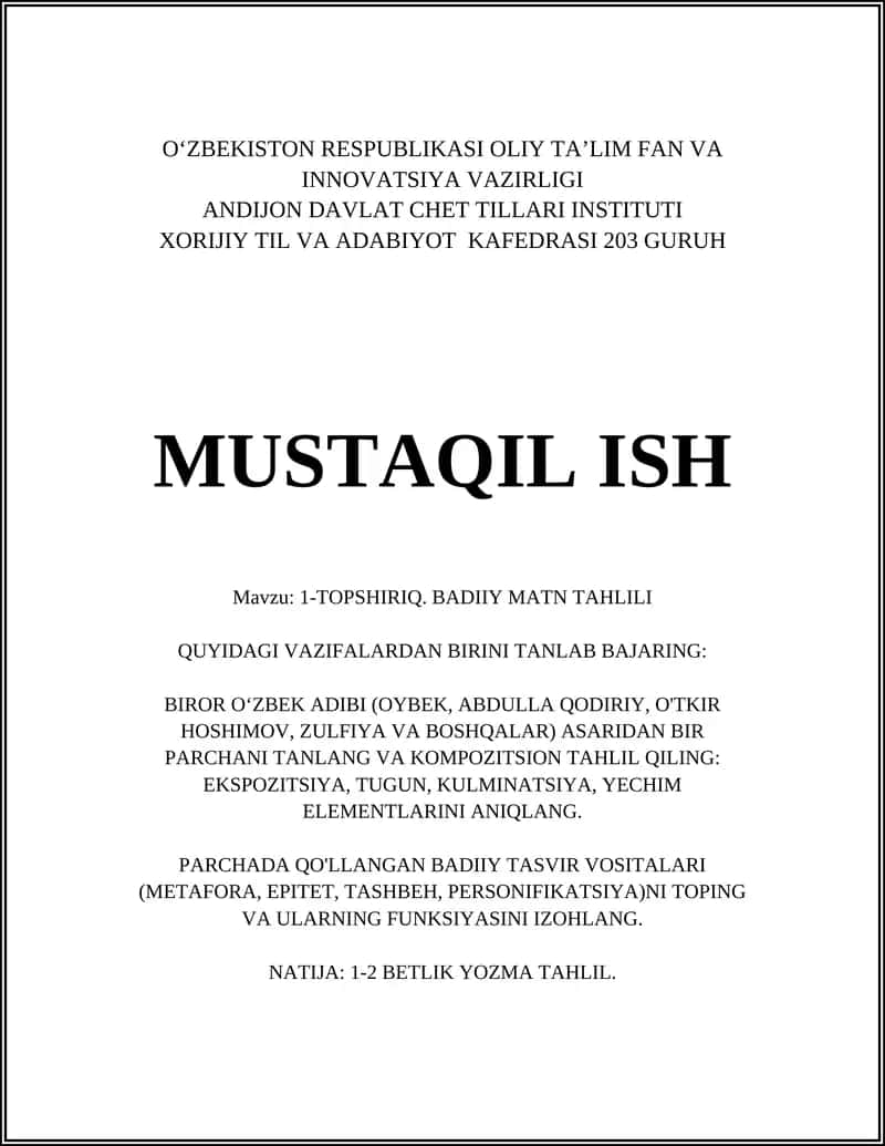 BADIIY MATN TAHLILI