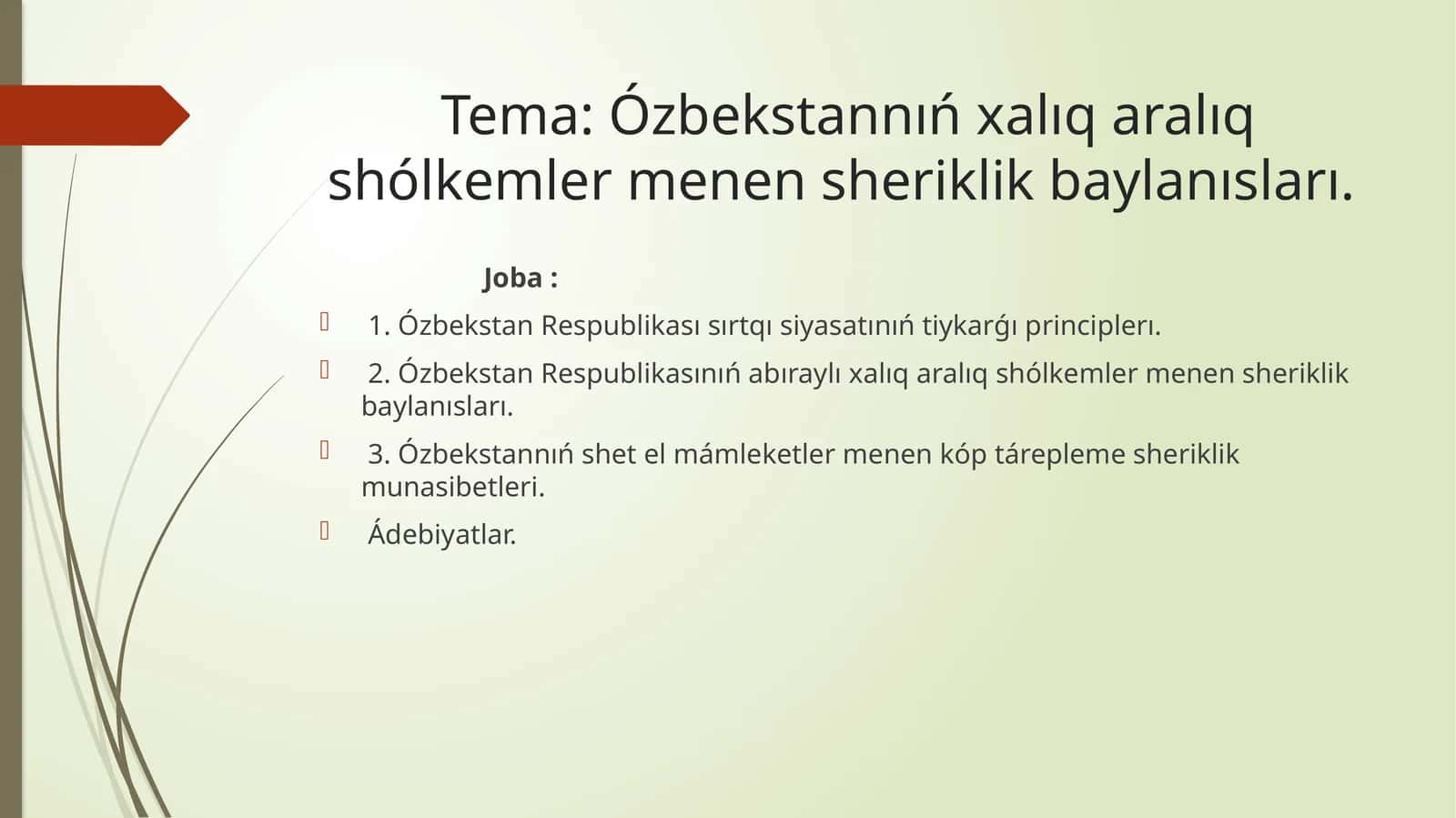 Ózbekstannıń xalıq aralıq shólkemler menen sheriklik baylanısları