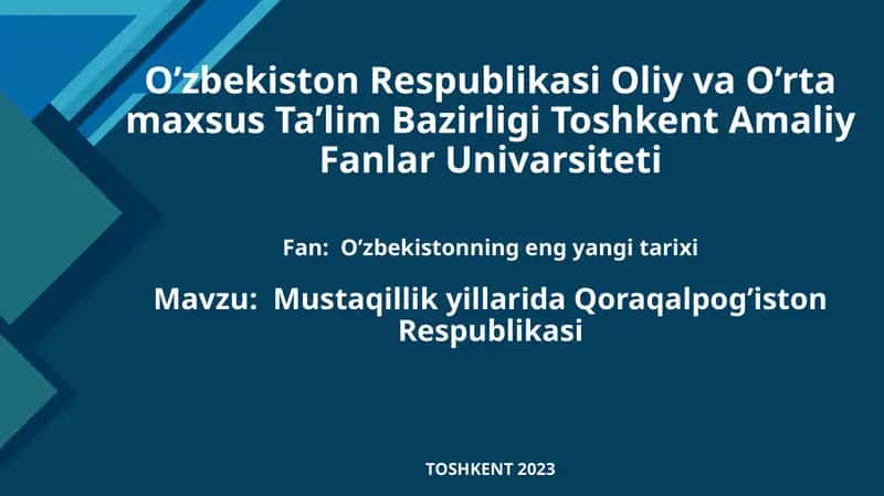 Mustaqillik yillarida Qoraqalpog’iston Respublikasi