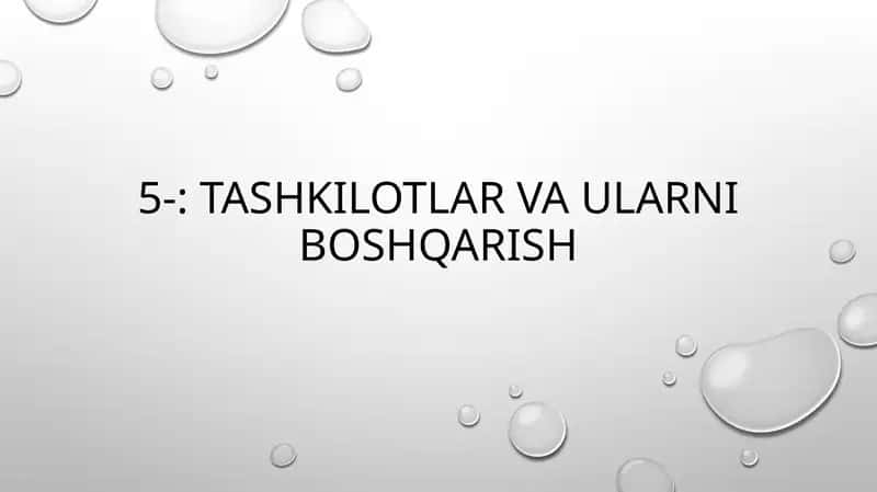 Tashkilotlar va ularni boshqarish
