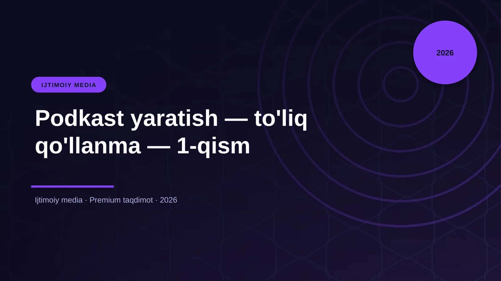 Podkast yaratish — to'liq qo'llanma — 1-qism