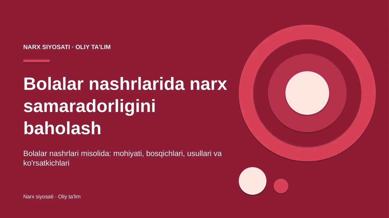 Bolalar nashrlarida narx samaradorligini baholash