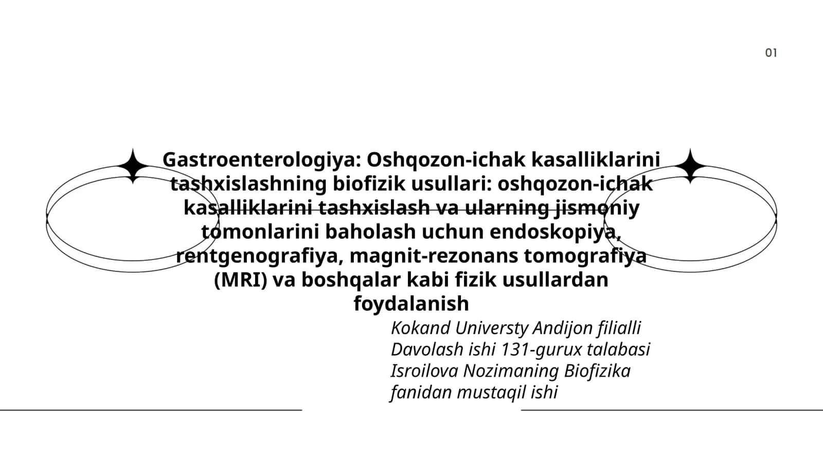 Oshqozon-ichak kasalliklarini tashxislash biofizik usullari