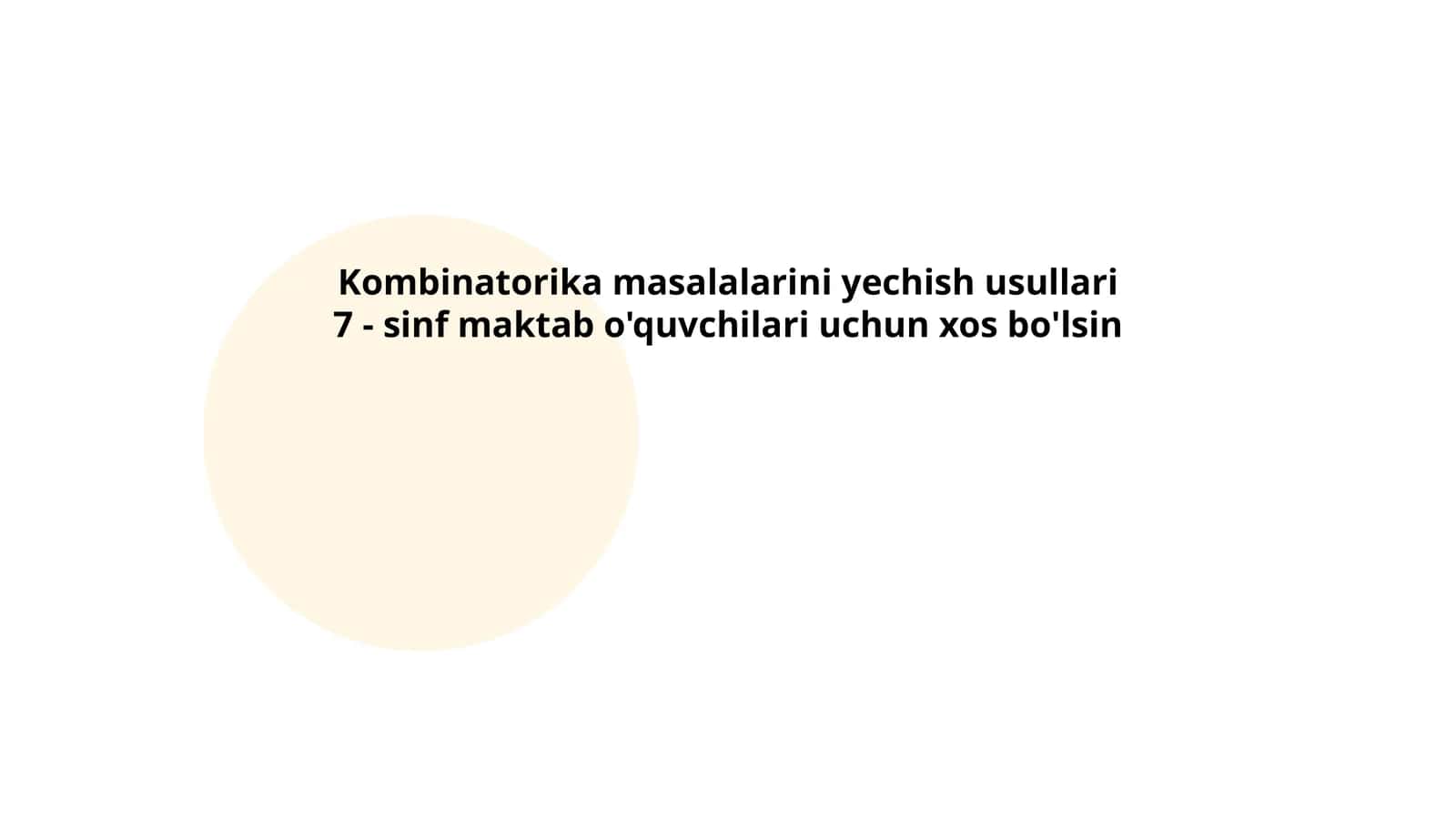 Kombinatorika masalalarini yechish usullari