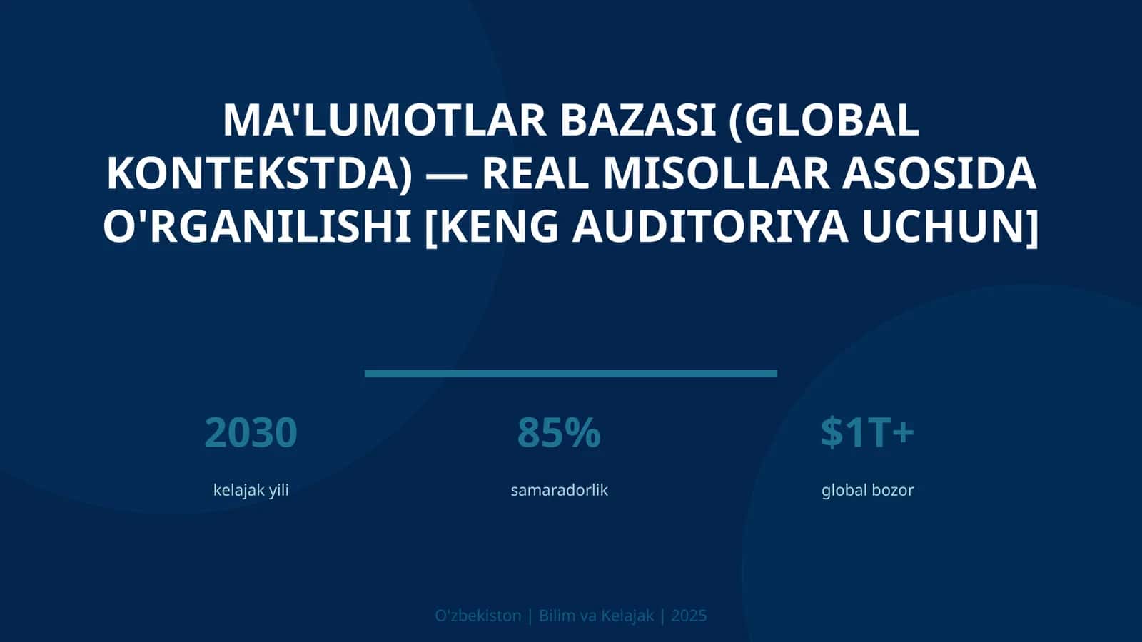 Ma'lumotlar bazasi (global kontekstda) — real misollar asosida o'rganilishi [keng auditoriya uchun]