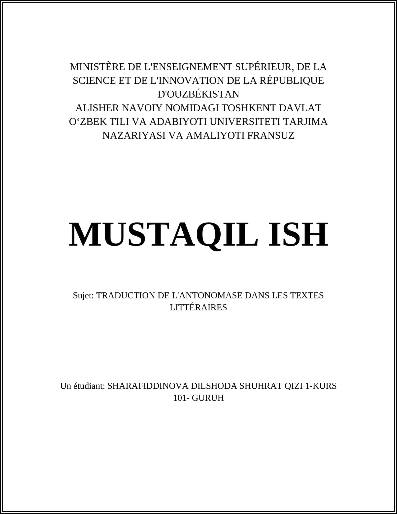 Traduction de l'antonomase dans les textes littéraires