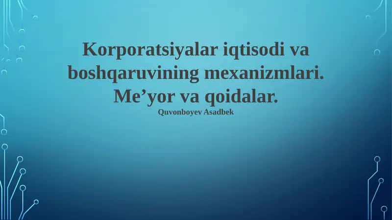 Korporativ boshqaruvning samaradorligi