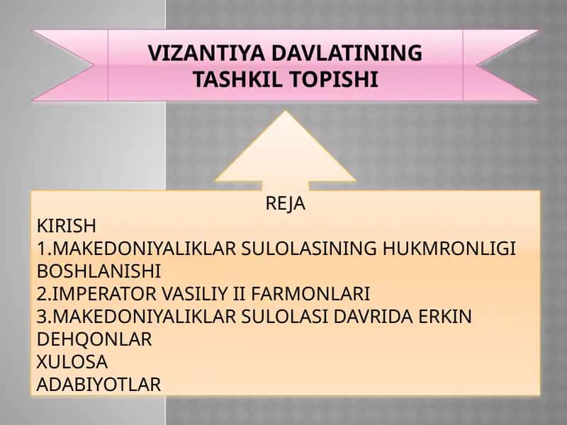 VIZANTIYA DAVLATINING TASHKIL TOPISHI