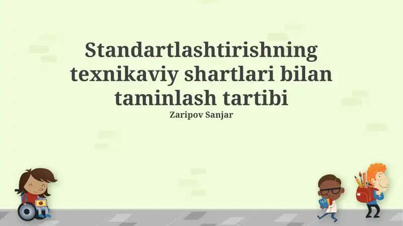 Texnik standartlashtirish shartlarini taqdim etish tartibi