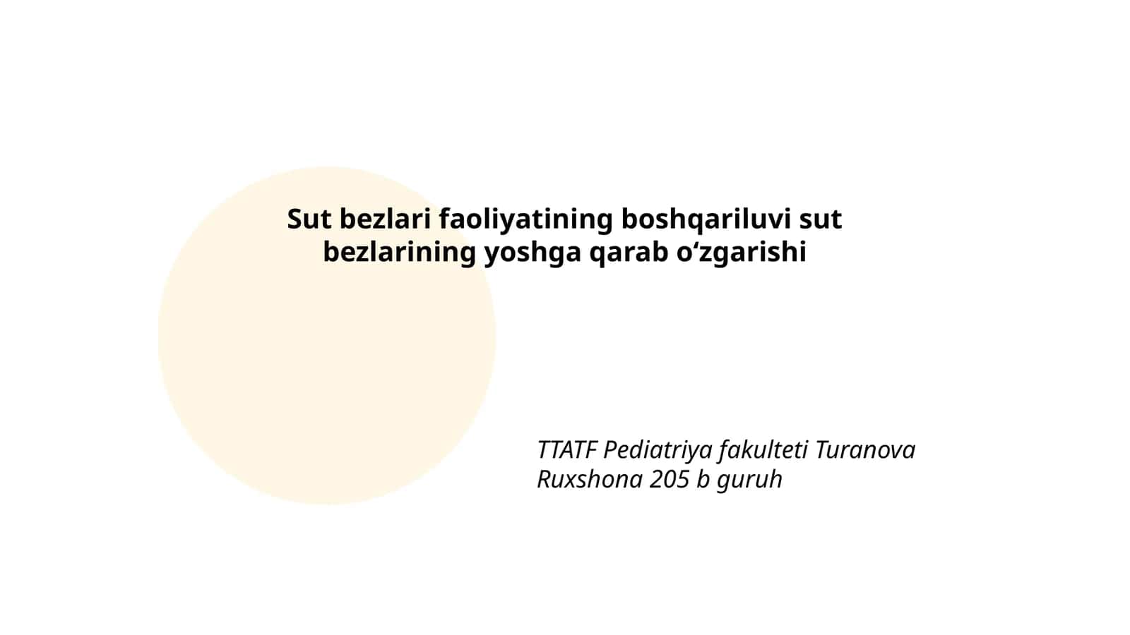 Sut bezlari faoliyatining boshqariluvi sut bezlarining yoshga qarab oʻzgarishi