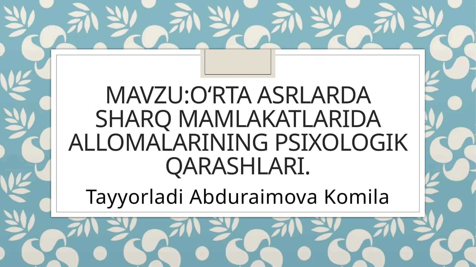 Abduraimova Komila