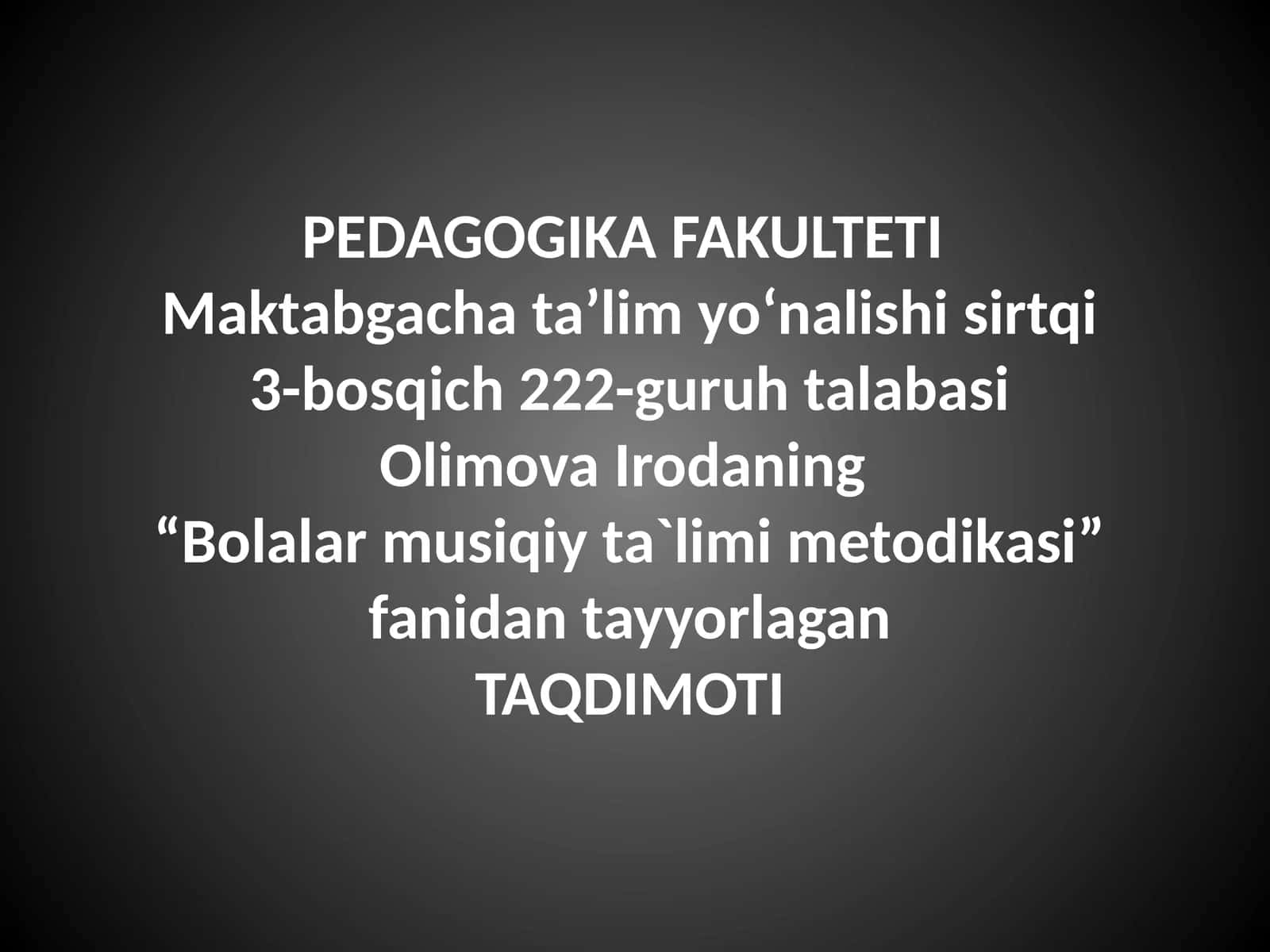 Bolalarning mustaqil musiqiy faoliyati