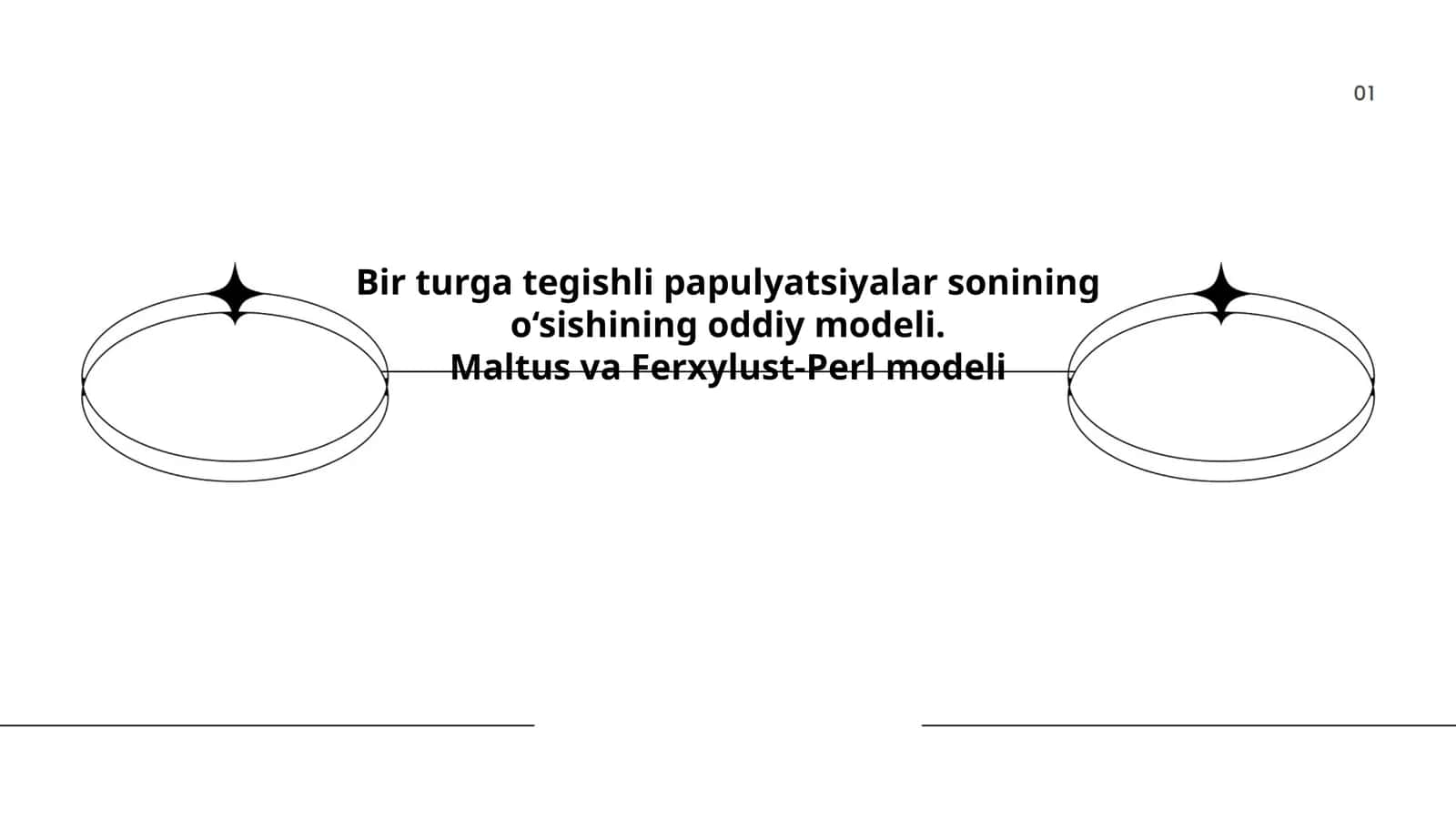 Bir turga tegishli papulyatsiyalar sonining o‘sishining oddiy modeli. Maltus va Ferxylust-Perl modeli