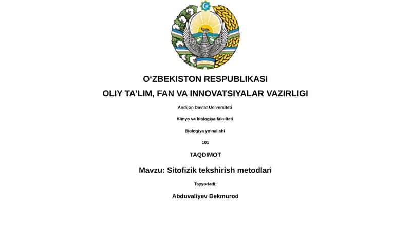 Sitofizik tekshirish metodlari