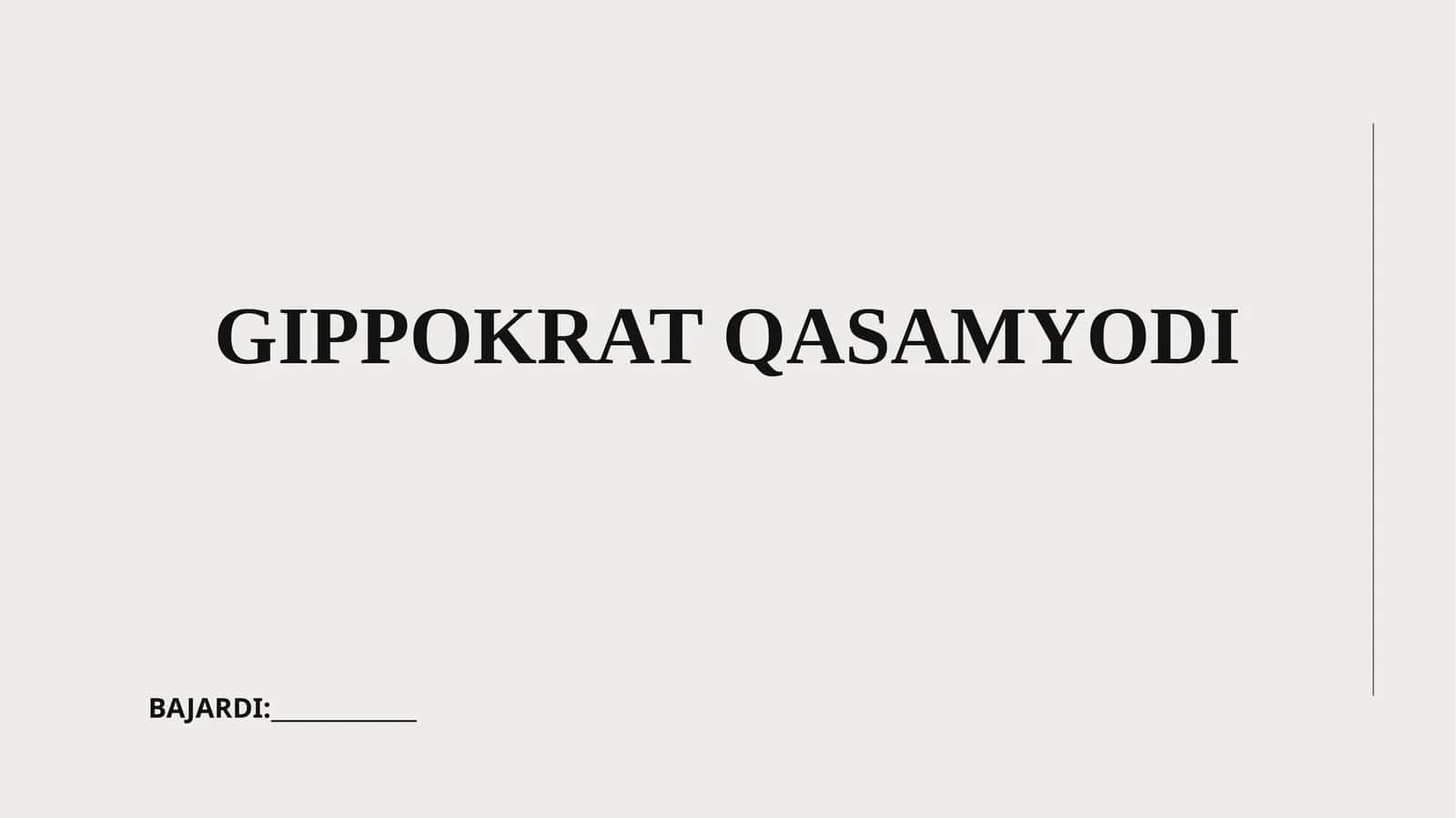 GIPPOKRAT QASAMYODI