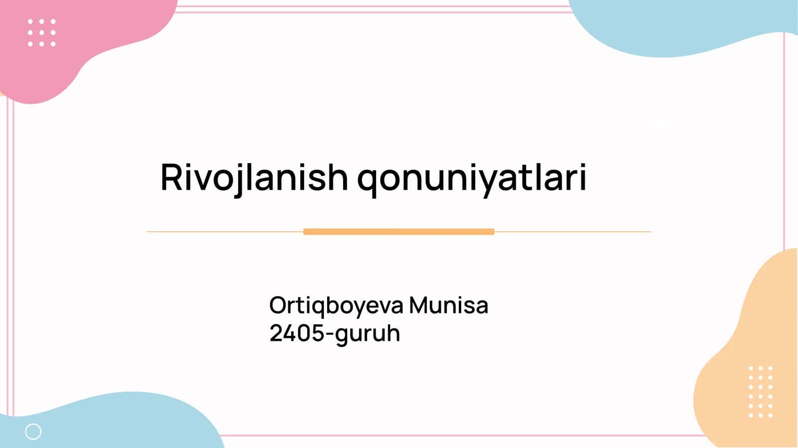 Rivojlanish qonuniyatlari