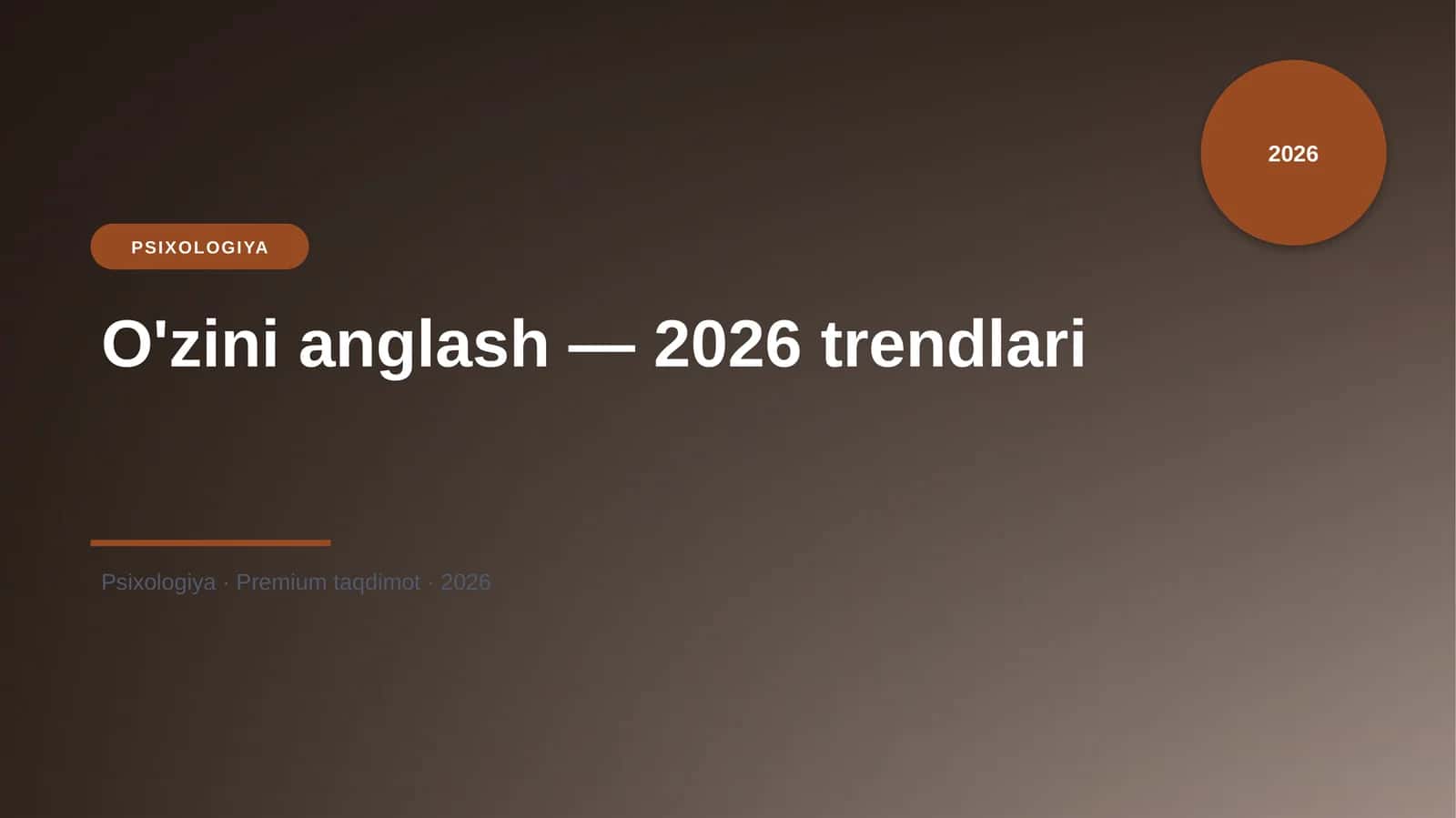 O'zini anglash — 2026 trendlari