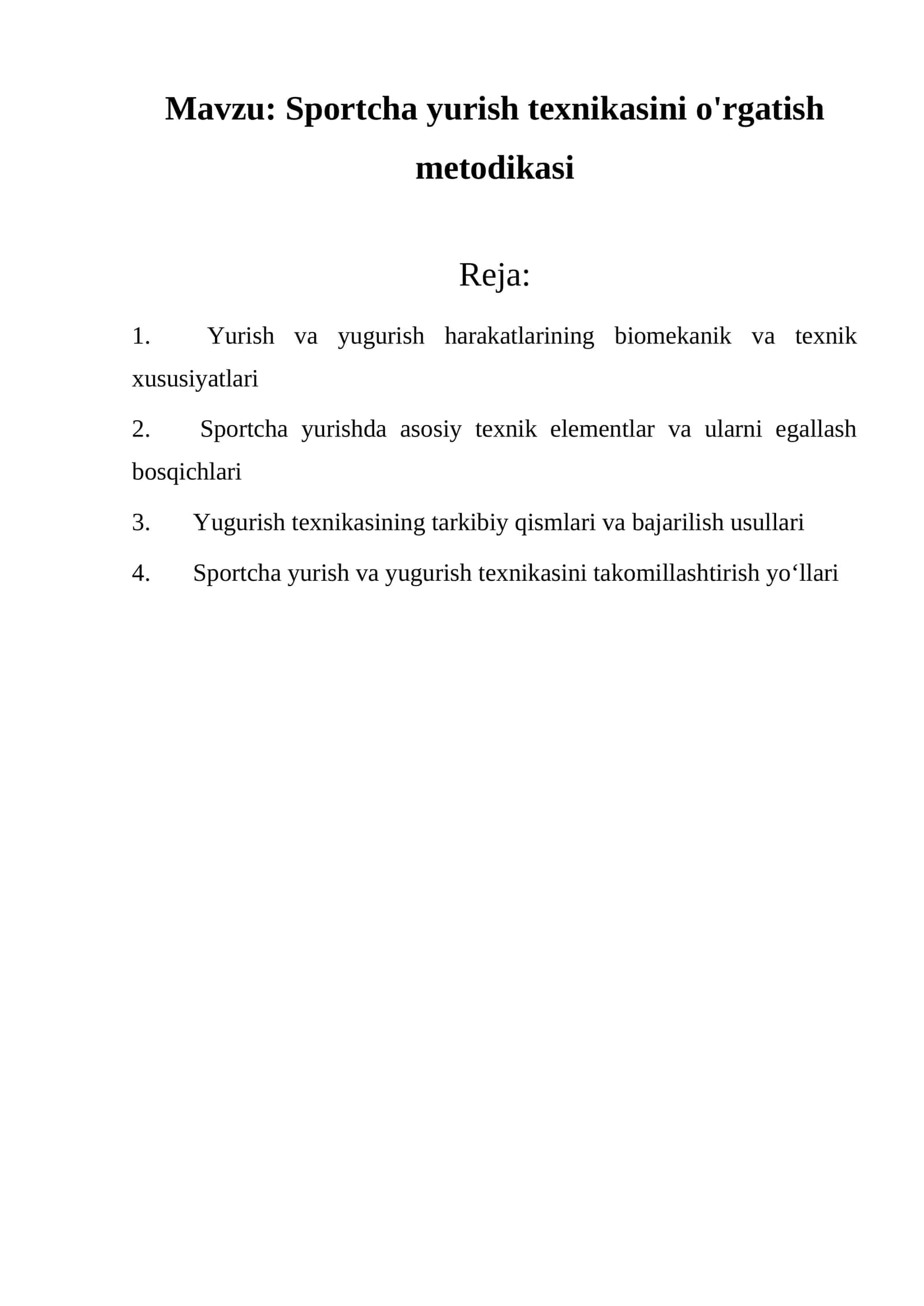 Sportcha yurish texnikasini o'rgatish metodikasi