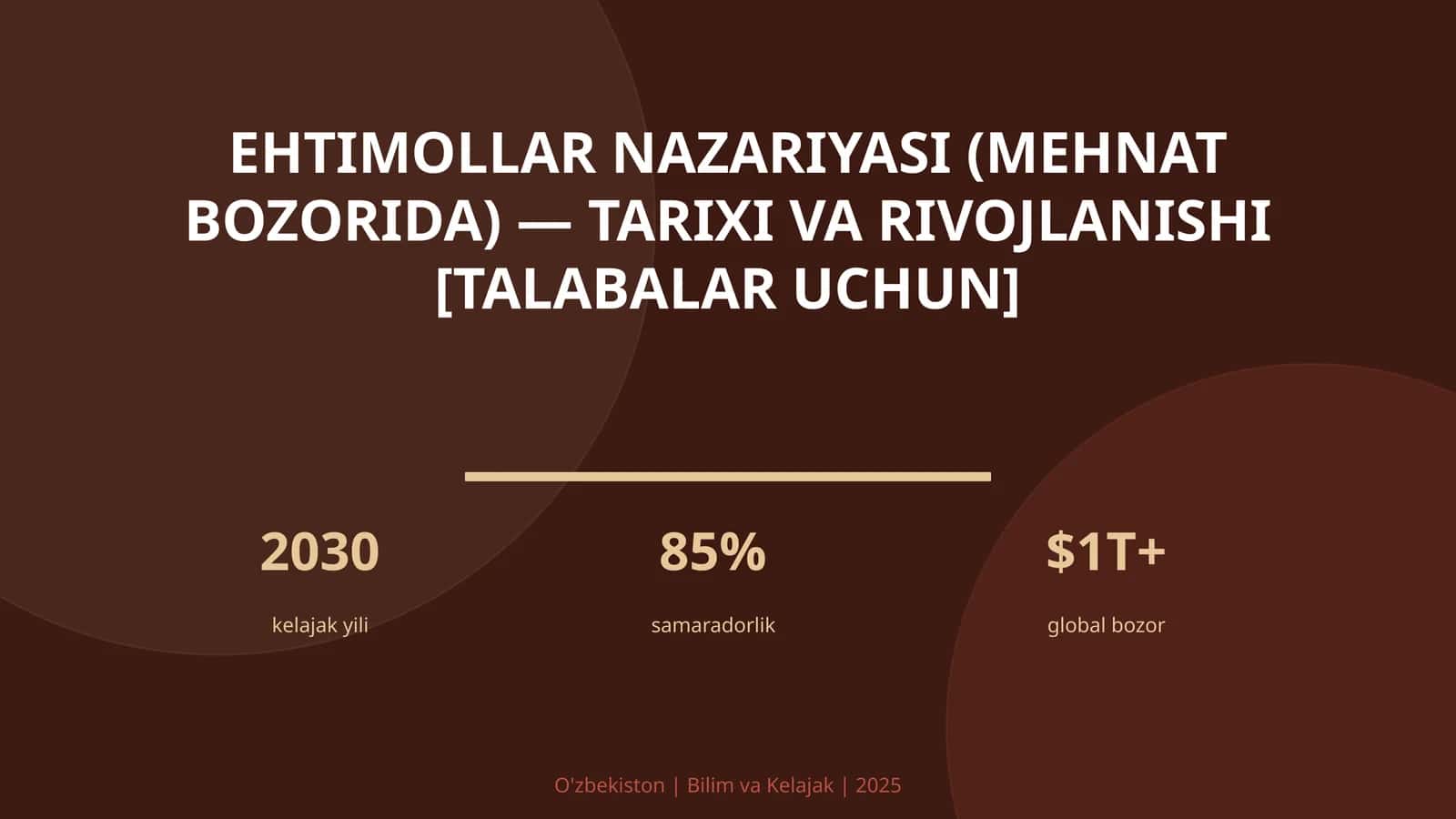 Ehtimollar Nazariyasi (Mehnat Bozorida) - Tarixi va Rivojlanishi [Talabalar Uchun]