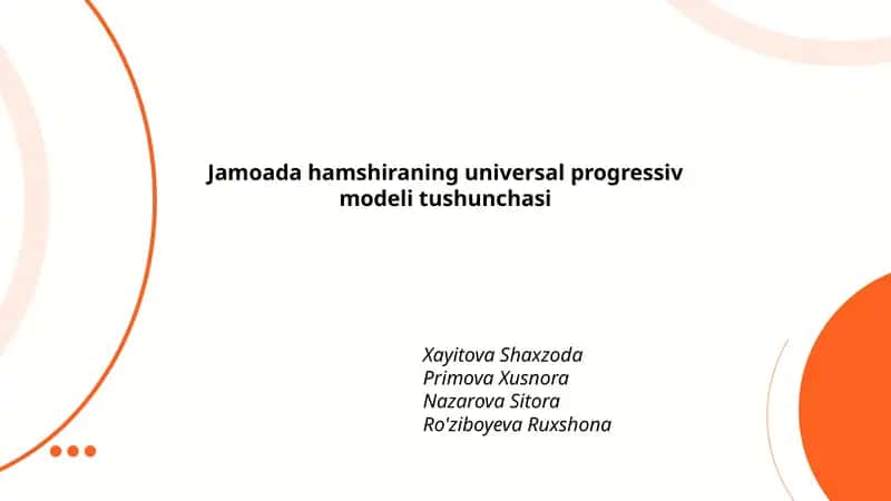 Jamoada hamshiraning universal progressiv modeli tushunchasi