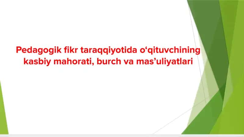 Pedagogik Fikr Taraqqiyoti