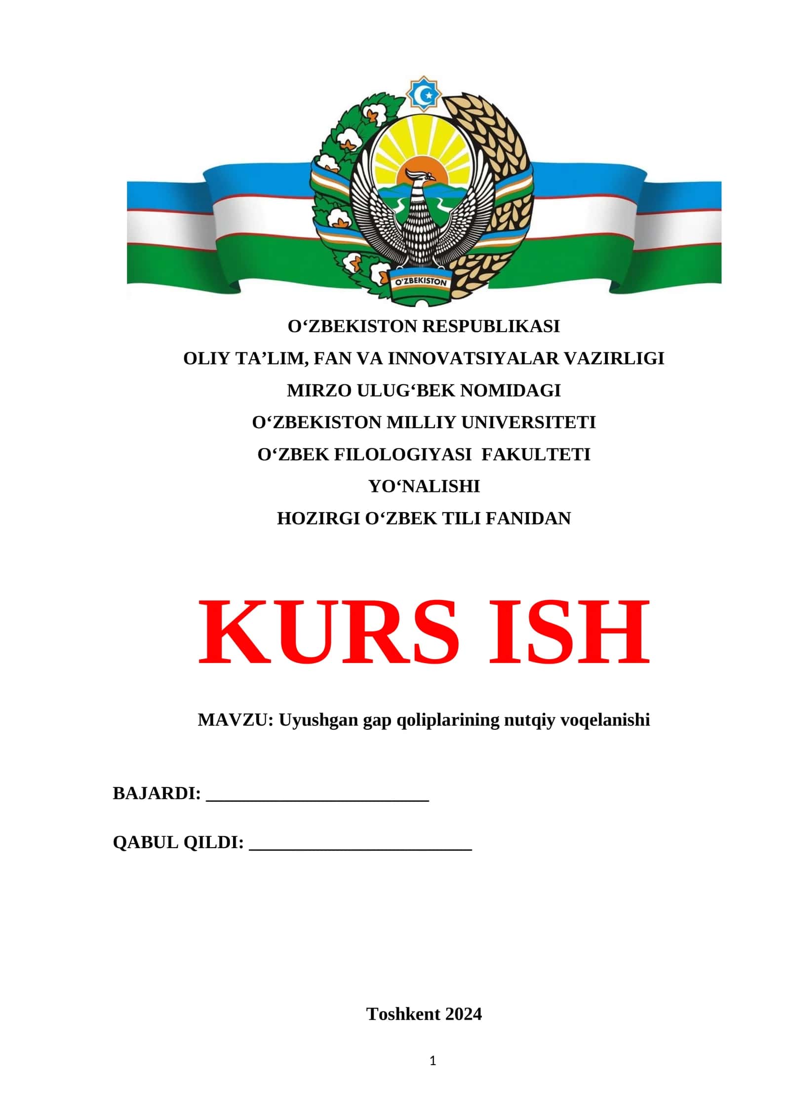 %kurs - Uyushgan gap qoliplarining nutqiy voqelanishi