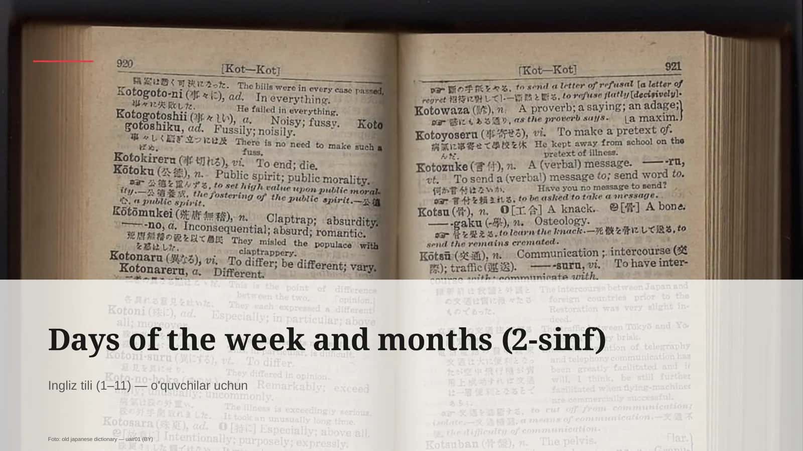 Days of the week and months (2-sinf)