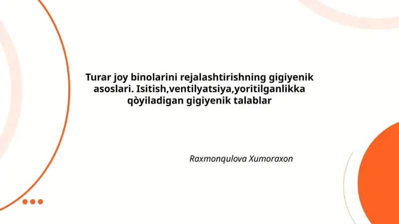 Turar joy binolarini rejalashtirishning gigiyenik asoslari