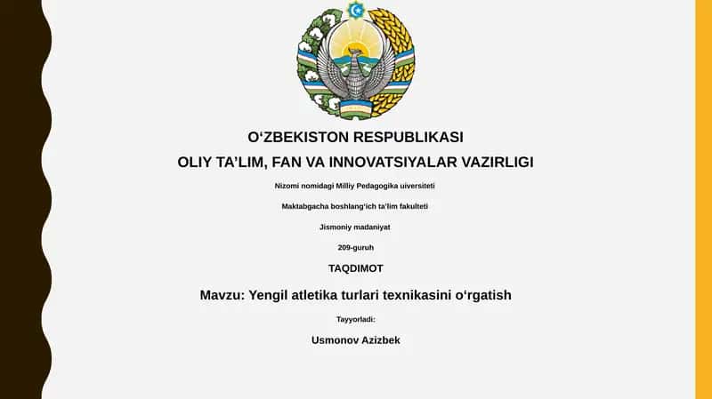 Yengil atletika turlari texnikasini oʻrgatish