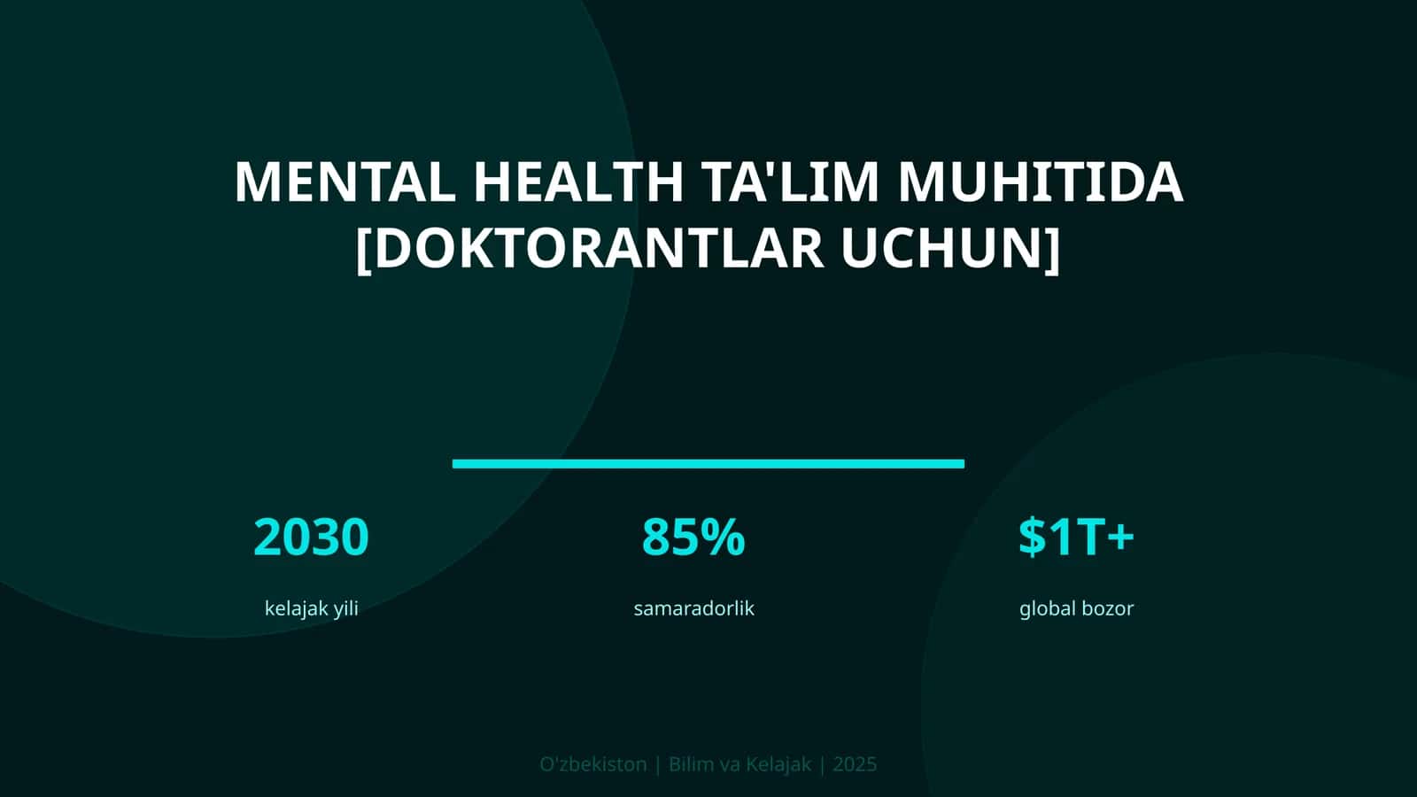 Mental health ta'lim muhitida [doktorantlar uchun]