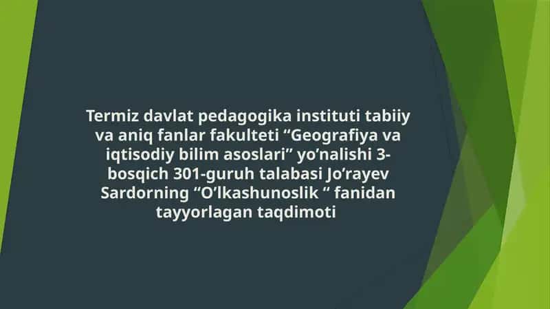 O'lkashunoslik