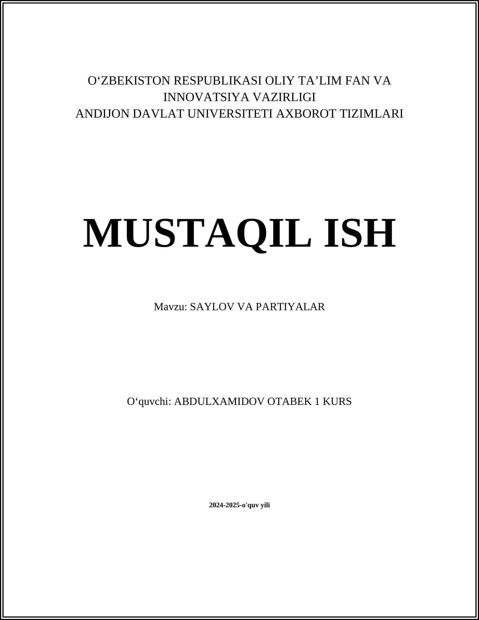 MUSTAQIL ISH