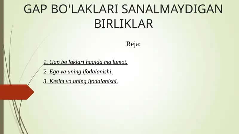 GAP BO'LAKLARI SANALMAYDIGAN BIRLIKLAR