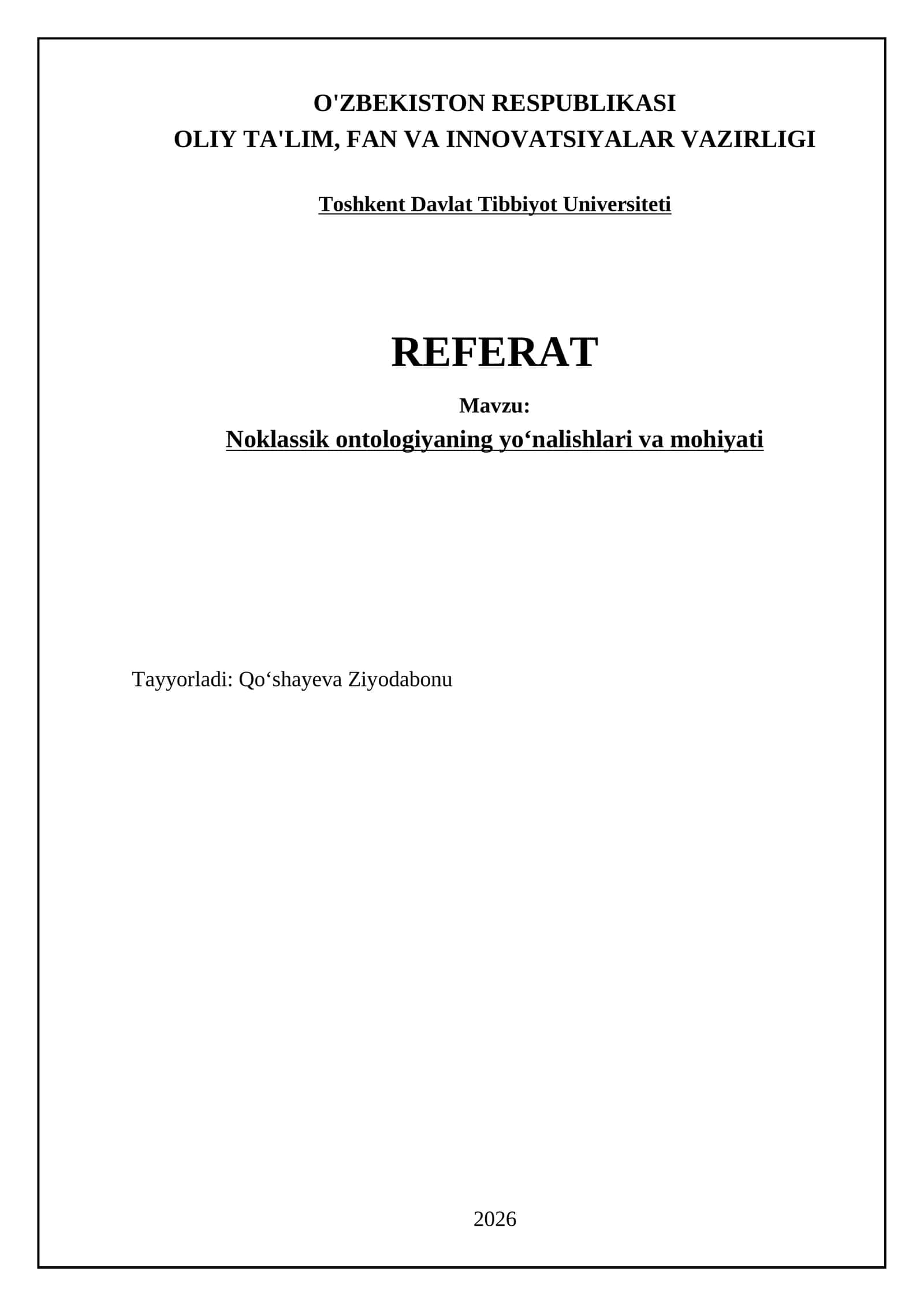 Noklassik ontologiyaning yoʻnalishlari va mohiyati
