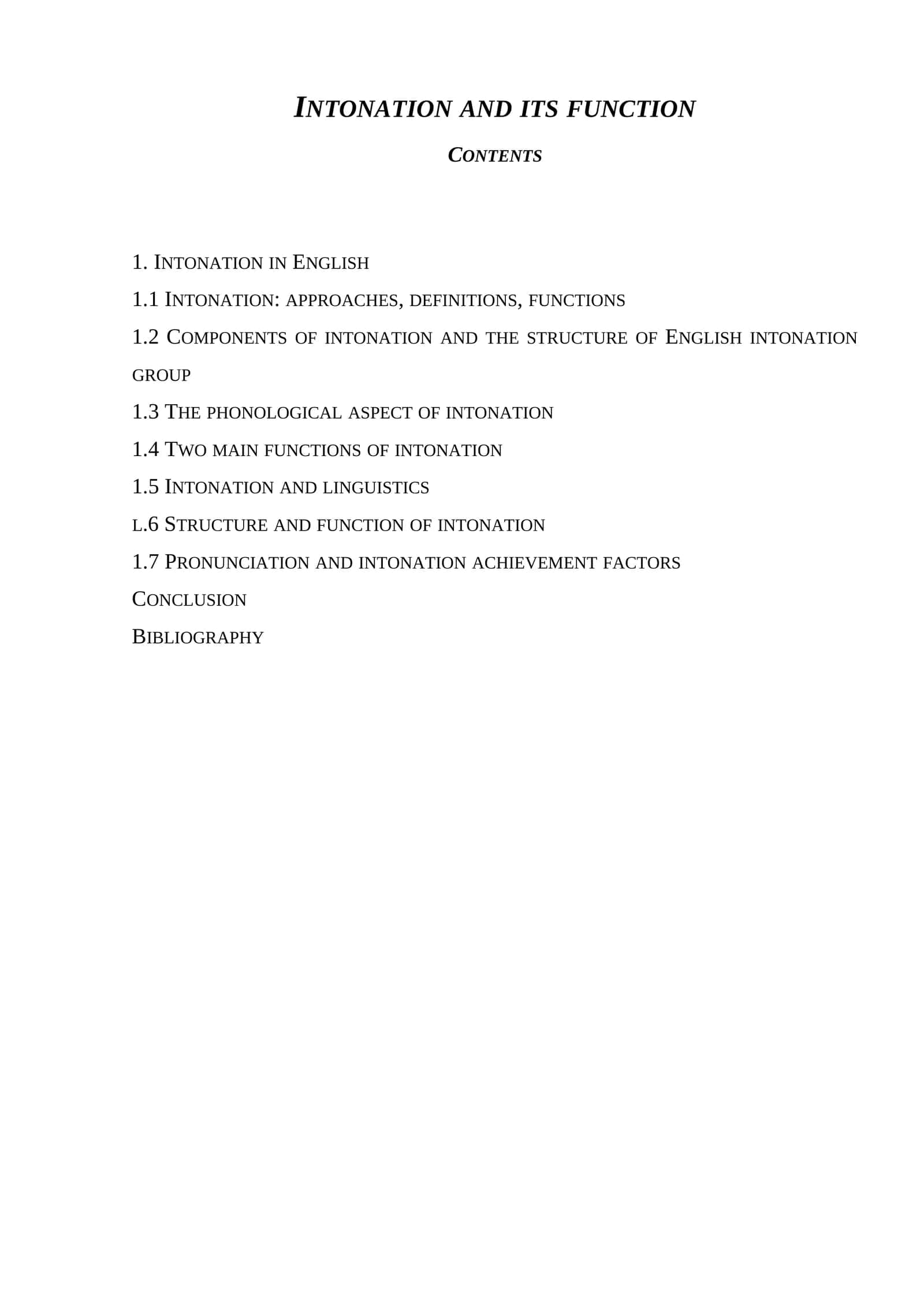 Intonation and its function