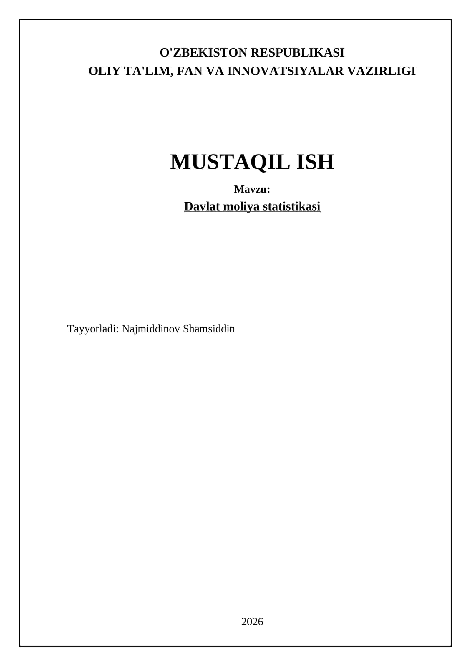 Davlat moliya statistikasi